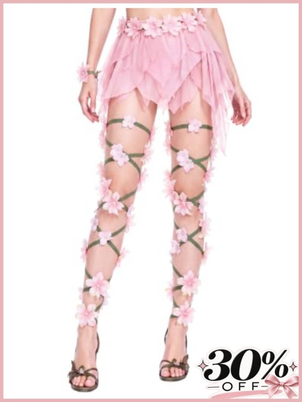 FRESHME Flower Leg Wraps Fairy Elf Renfaire Costume Accessories